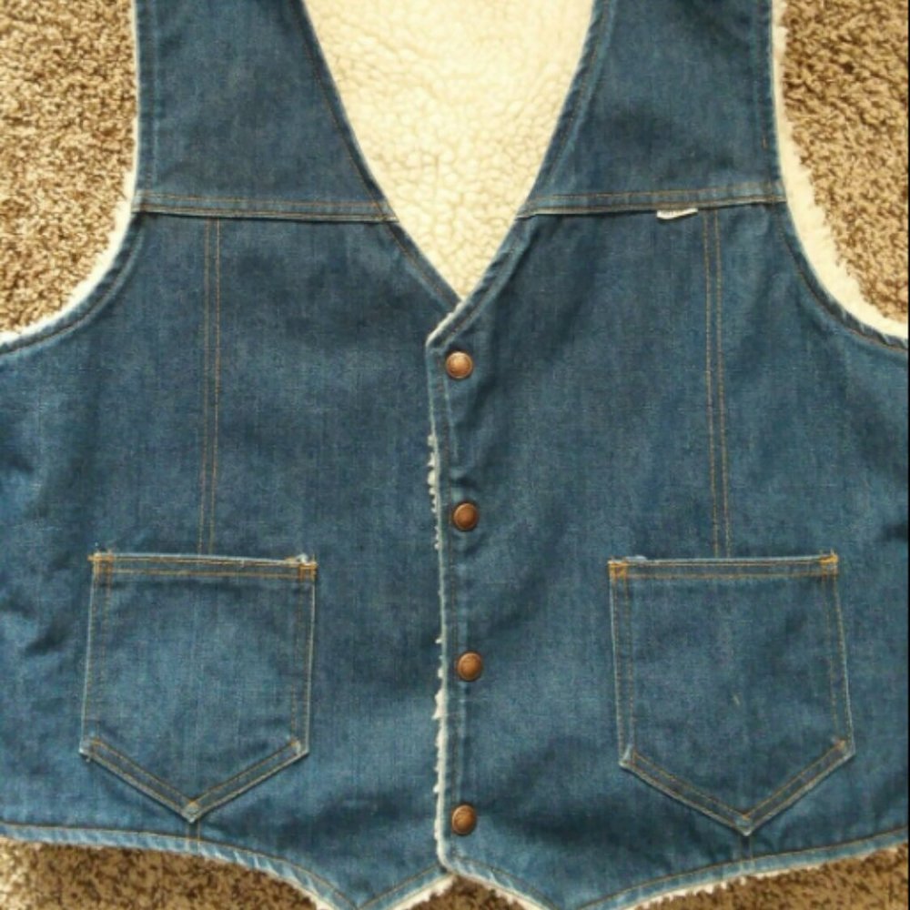 Vintage 70's NELSON Sherpa Lined Denim Vest Men's